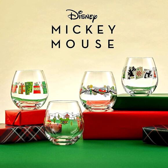 JOYJOLT NIB Disney Mickey Mouse 15 oz Drinking Glasses - Picture 1 of 9